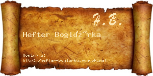 Hefter Boglárka névjegykártya